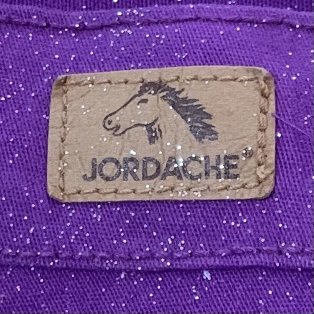 Jordache Girls Glitter Cutoff Short 8 New with Tags Bright Violet Frayed Sweet - Picture 6 of 10